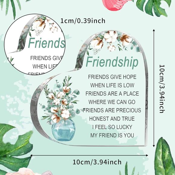 Heart Friendship Acrylic Gift Keepsake for Best Friend Birthday Decor 3.9" - Picture 6 of 6